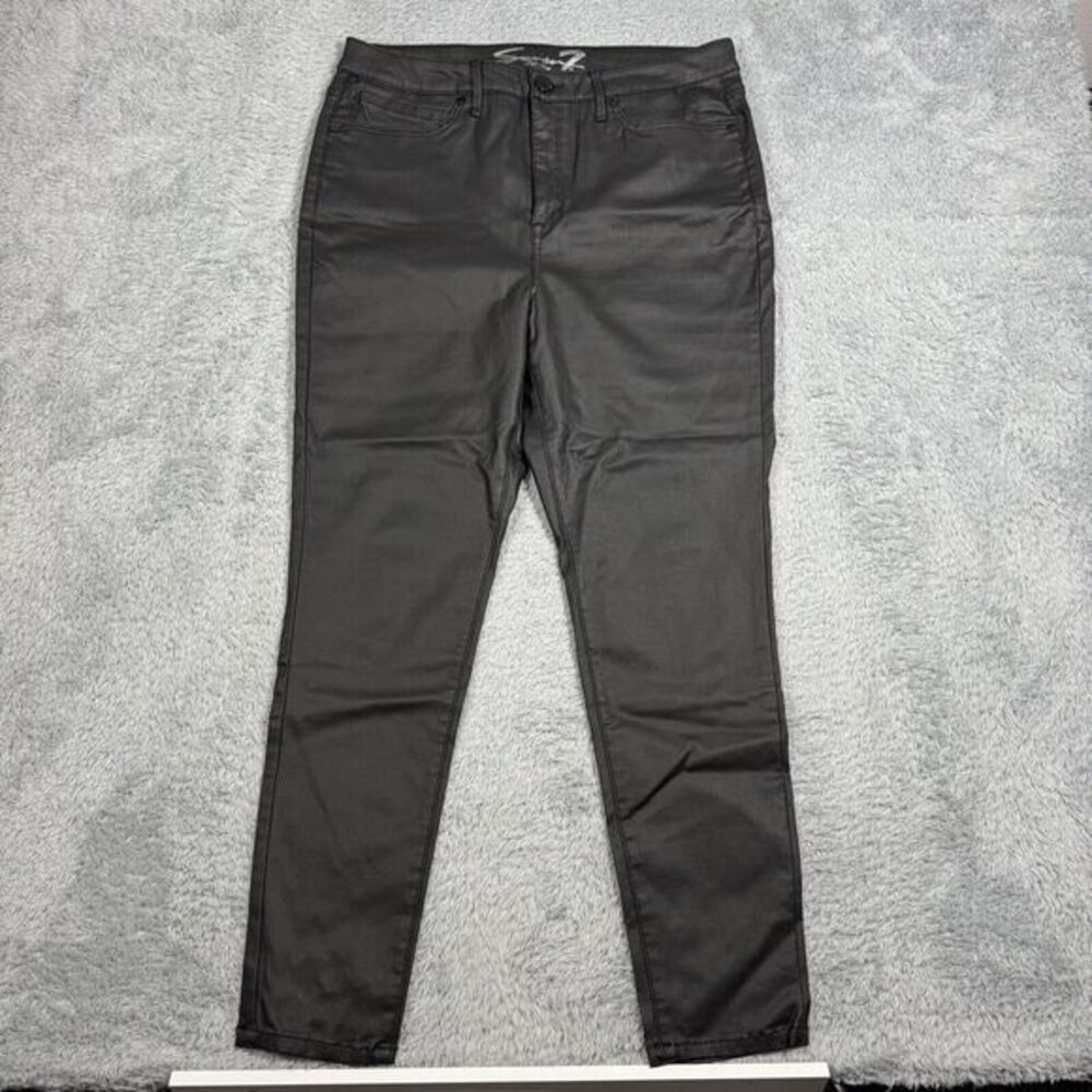 Seven7 Woman's Coated Skinny‎ Jeans Faux Leather Black Size 16